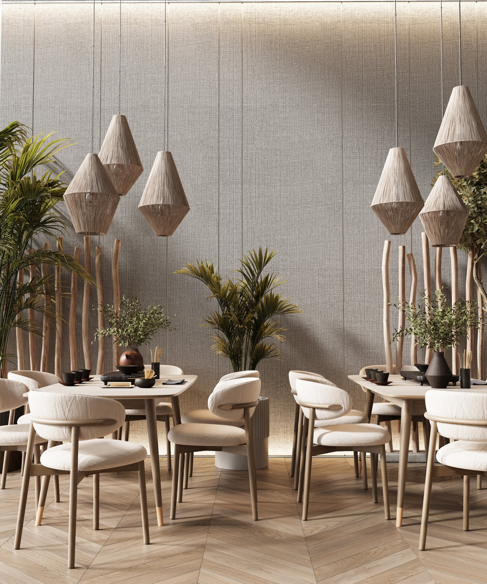 светлый ресторан или кафе с несколькими столиками